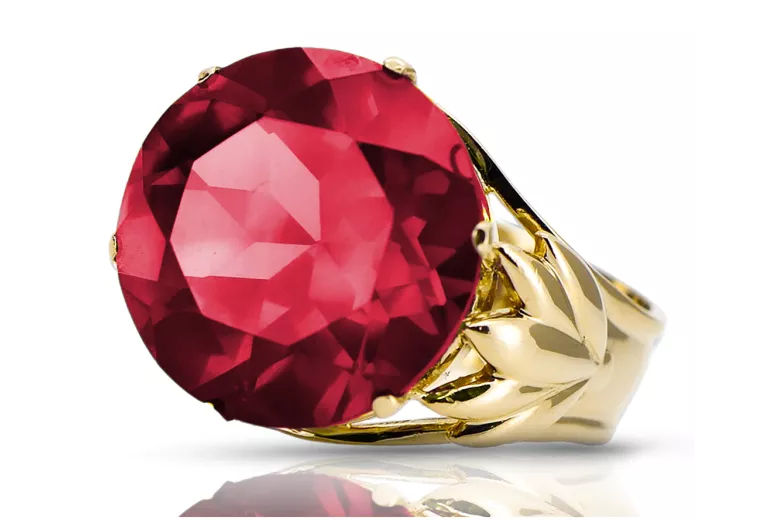 Ring Vintage craft Ruby 8K žluté zlato vrc029x-rb Art Deco